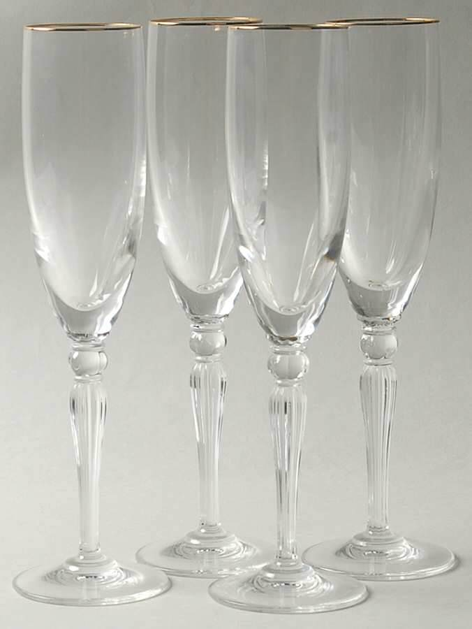 Carleton Gold Fluted Champagne - Set of 4 by Waterford Crystal-1