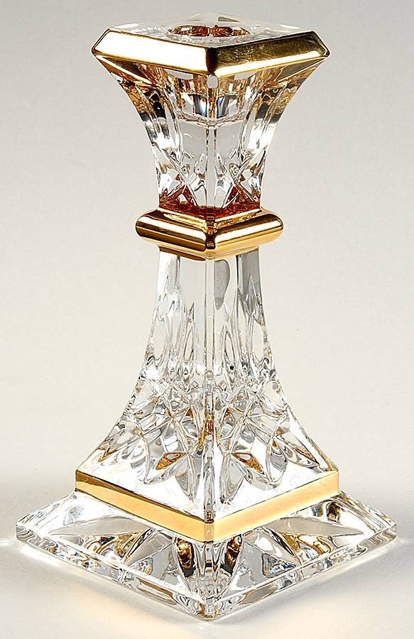 Golden Lismore Tall 6" Single Light Candlestick by Waterford Crystal-1