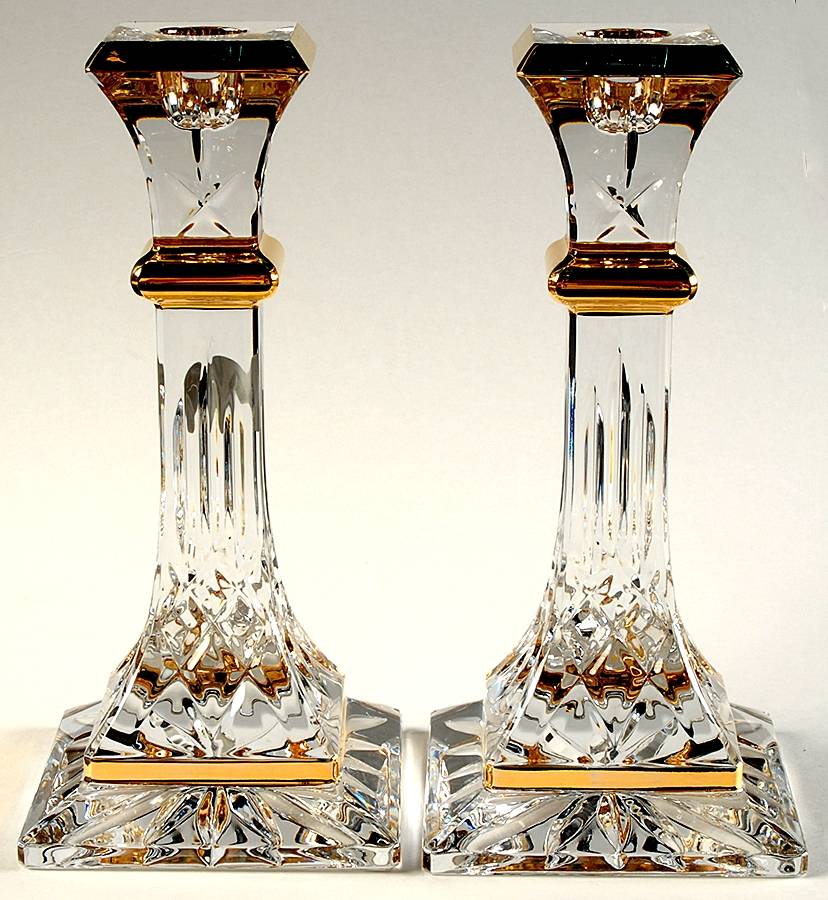 Golden Lismore Tall (Set of 2) 8" Single Candlestick by Waterford Crystal-1