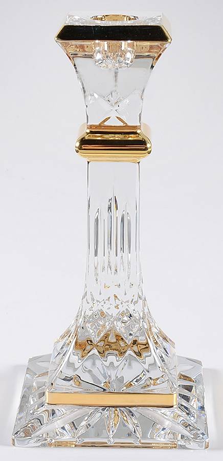 Golden Lismore Tall 8" Single Light Candlestick by Waterford Crystal-1