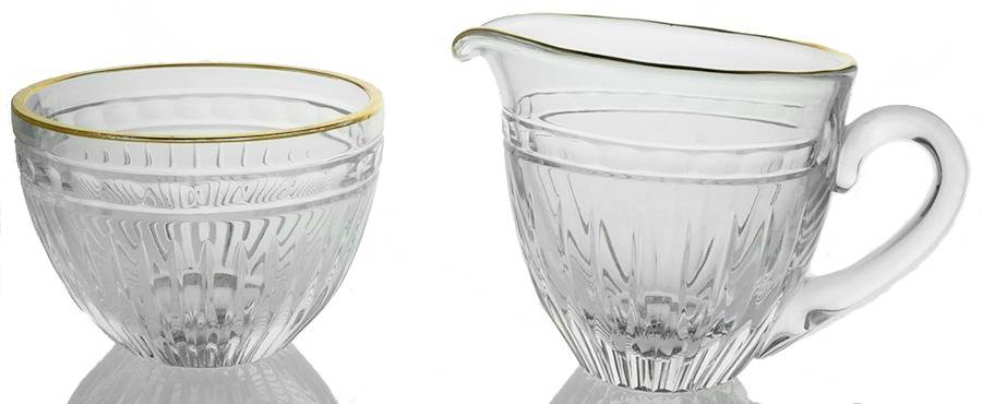 Hanover Gold Creamer & Open Sugar Set by Waterford Crystal-1