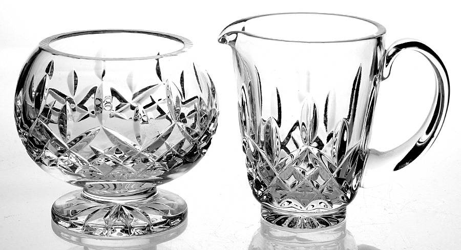 Lismore Creamer & Open Sugar Footed by Waterford Crystal-1
