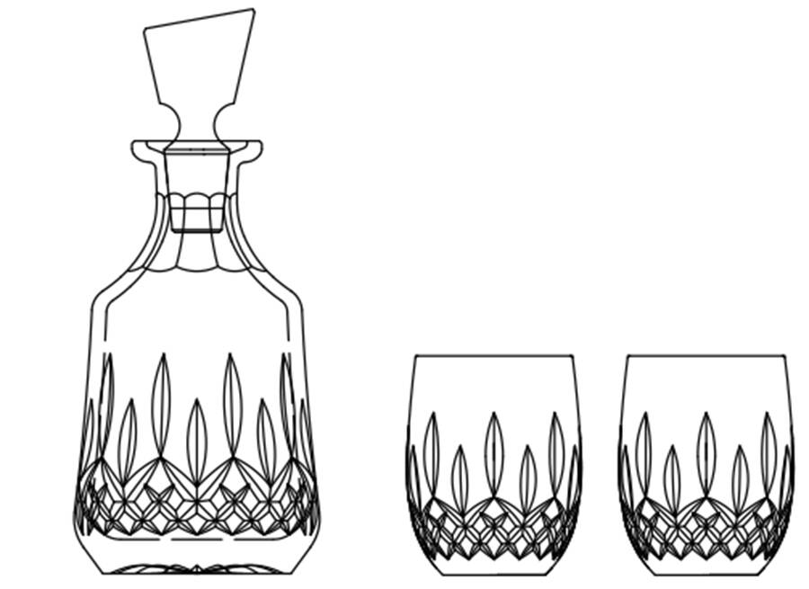 Lismore 3 Pc Boxed Decanter Set - DECRO & 2 DOLD by Waterford Crystal-1