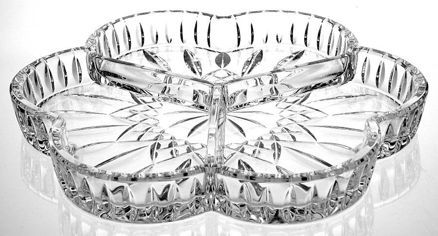Lismore 9" Clover Shape 3 Part Relish by Waterford Crystal-1