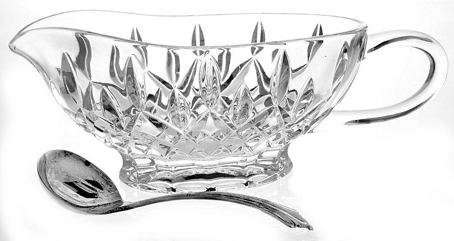 Lismore Sauce Boat & Metal Ladle by Waterford Crystal-1