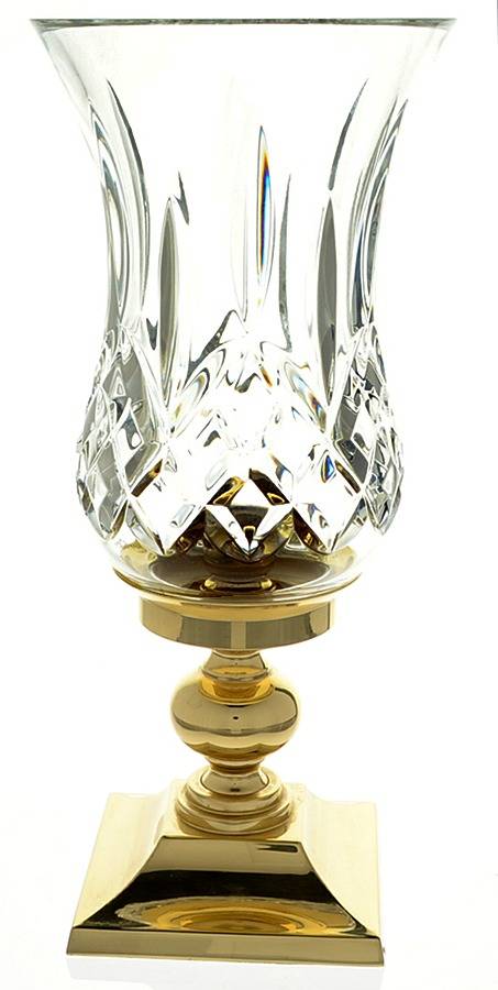 Lismore Hurricane Lamp & Brass Base by Waterford Crystal-1