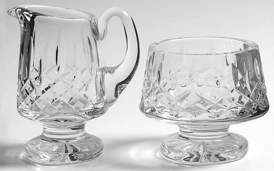 Lismore Footed Creamer & Open Footed Sugar by Waterford Crystal-1
