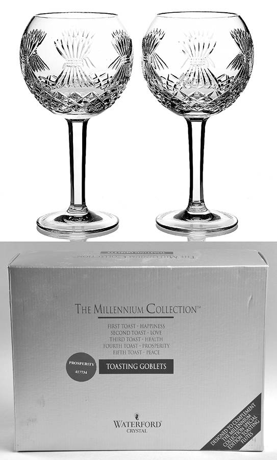 Millennium Series (Set of 2 with Box) Toasting Glass by Waterford Crystal-1