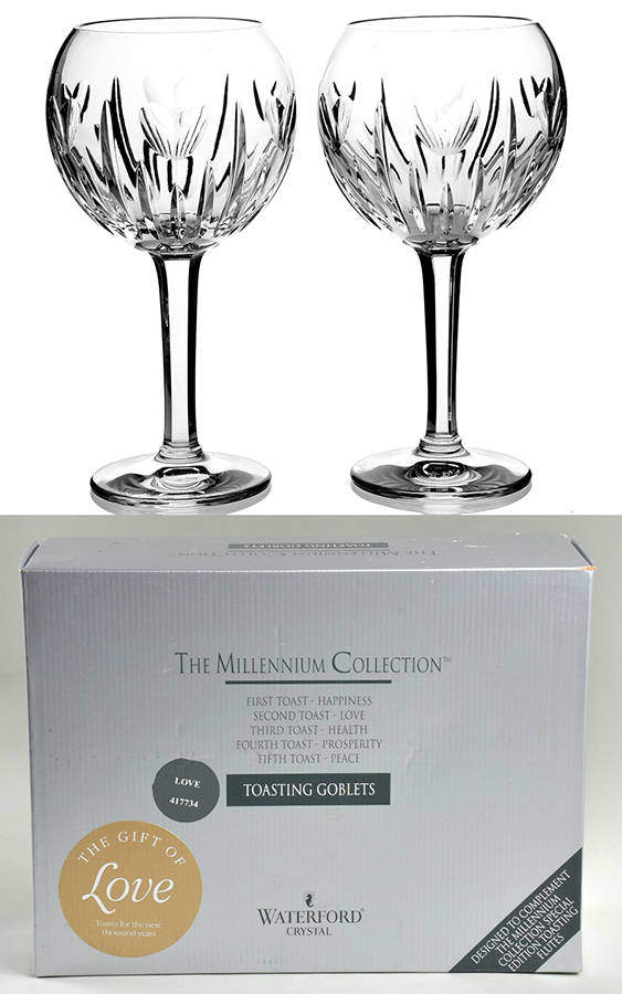 Millennium Series (Set of 2 with Box) Toasting Glass by Waterford Crystal-1