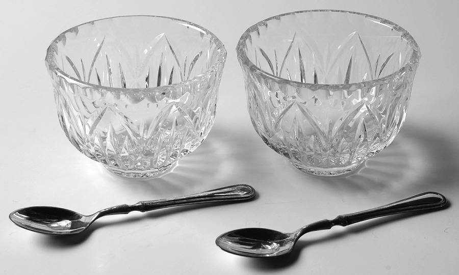 Saxony Condiment Set (2 Bowls, 2 Spoons) by Waterford Crystal-1