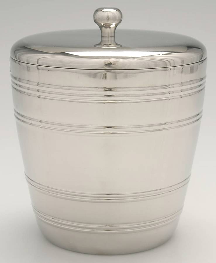 Vintage Stainless Ice Bucket & Lid by Waterford Crystal-1