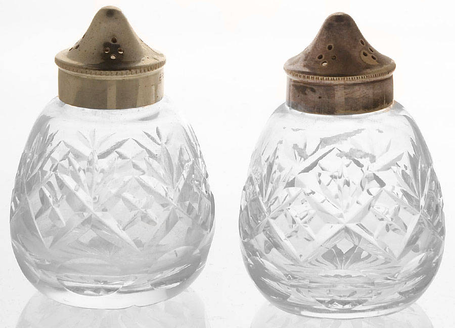 Georgian Shaker Set & Sterling Lids by Webb Corbett-1