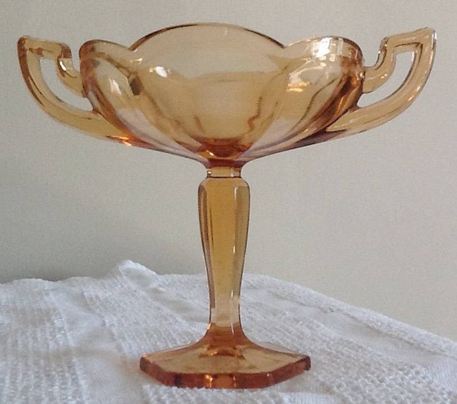 1776 Amber (Golden Sunset) Footed Sweet Meat with 2 Handles by Westmoreland-1