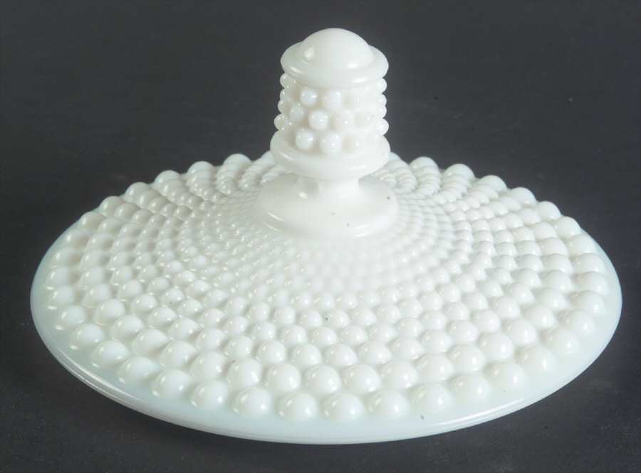 American Hobnail Milk Glass Lid for Round Puff Box by Westmoreland-1