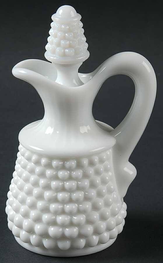 American Hobnail Milk Glass Cruet & Stopper by Westmoreland-1