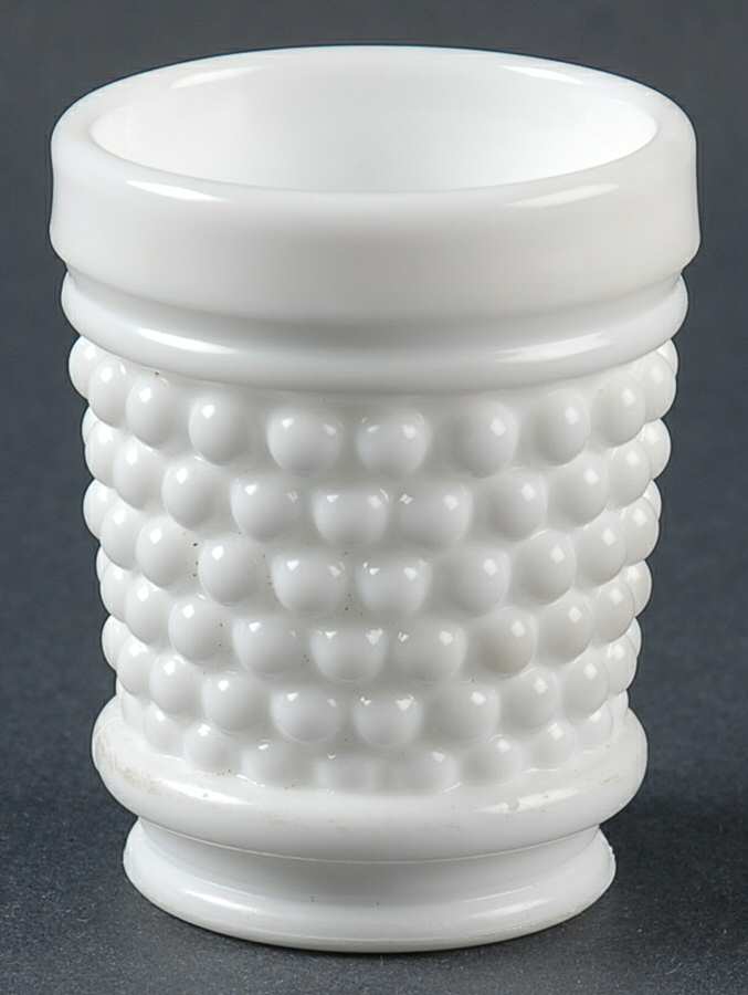 American Hobnail Milk Glass Whiskey Glass by Westmoreland-1