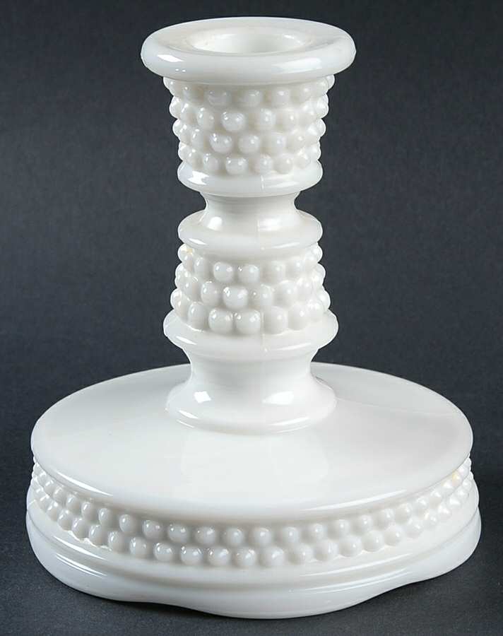 American Hobnail Milk Glass 5" Single Light Candlestick by Westmoreland-1