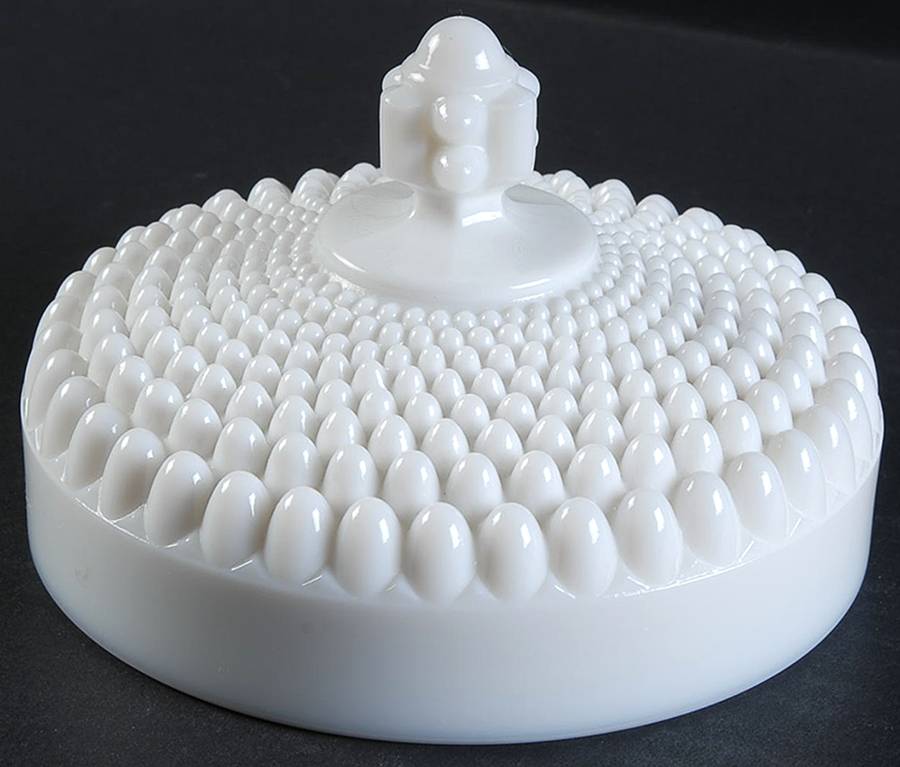 American Hobnail Milk Glass Lid for Round Butter by Westmoreland-1