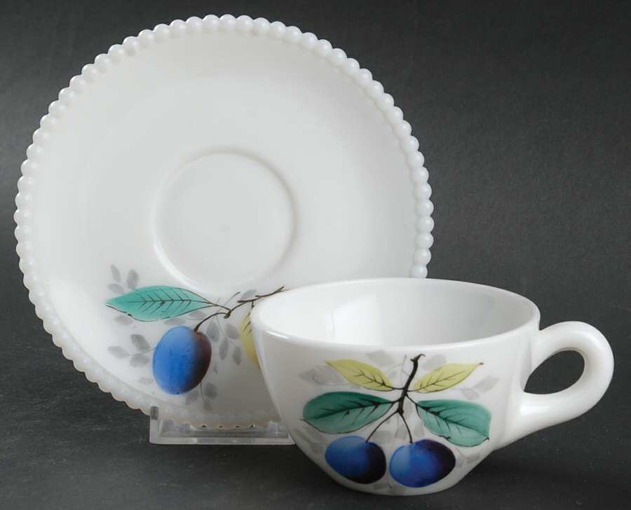 Beaded Edge Fruit Cup and Saucer Set by Westmoreland-1