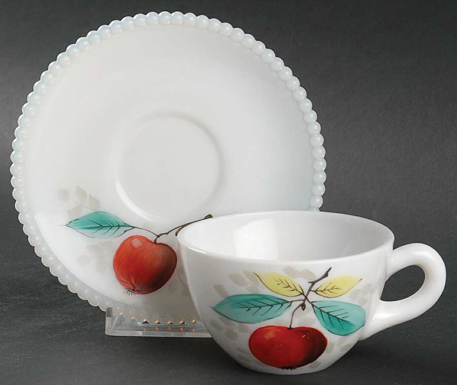 Beaded Edge Fruit Cup and Saucer Set by Westmoreland-1