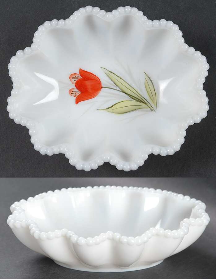 Beaded Edge Flowers 6" Oval Crimped Bowl by Westmoreland-1
