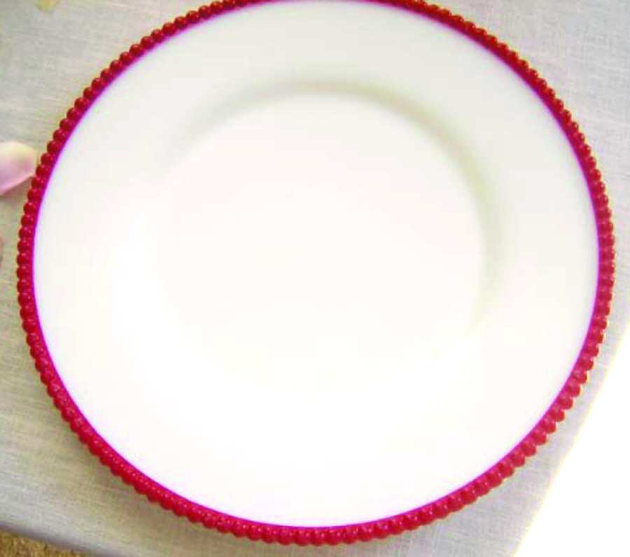 Beaded Edge Milkglass Red Dinner Plate by Westmoreland-1