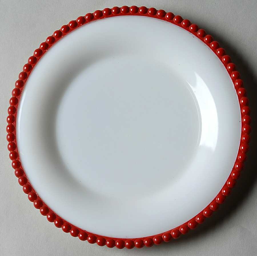 Beaded Edge Milkglass Red Bread & Butter Plate by Westmoreland-1