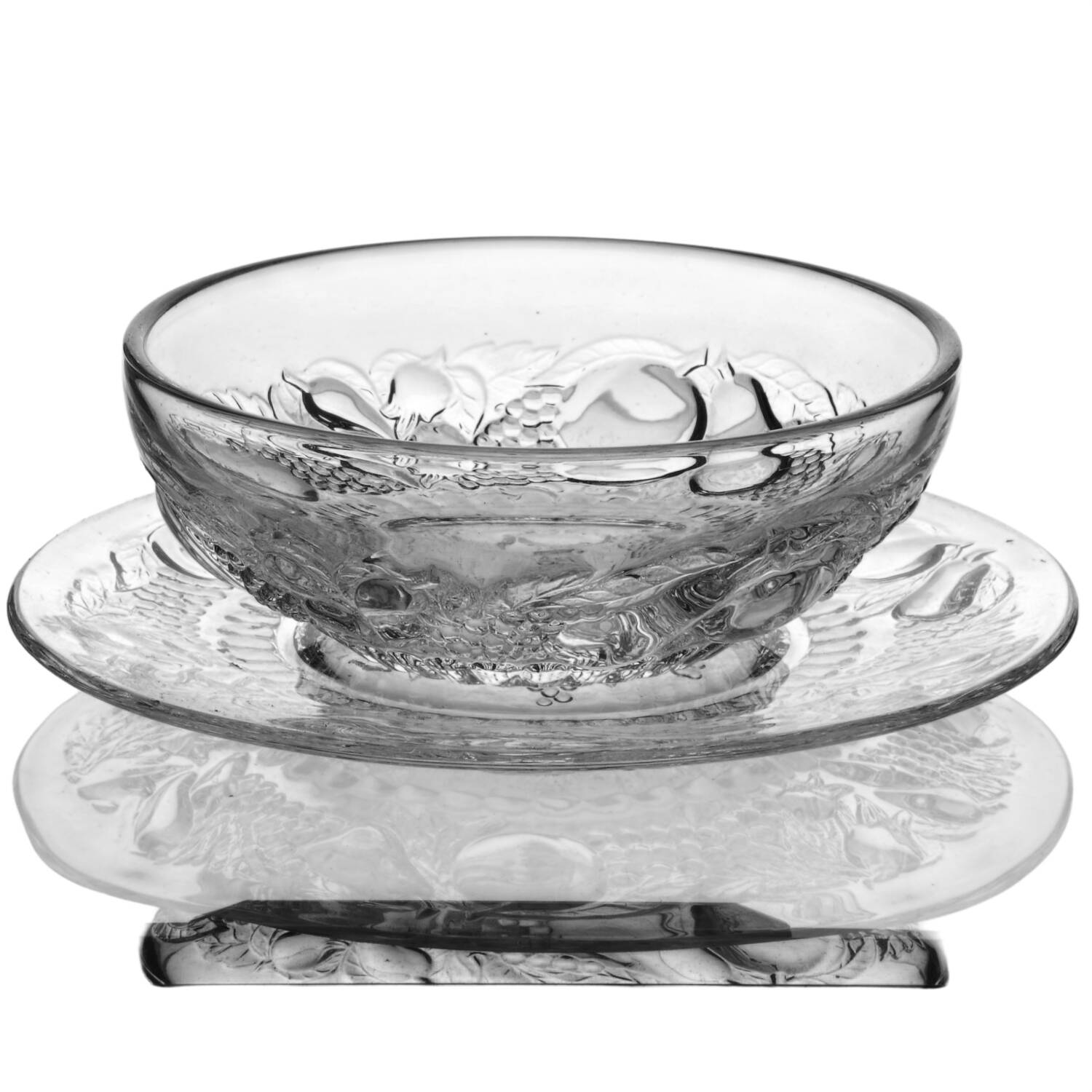 Della Robbia Clear Finger Bowl W/Underplate/Bread & Butter Plate by Westmoreland-1