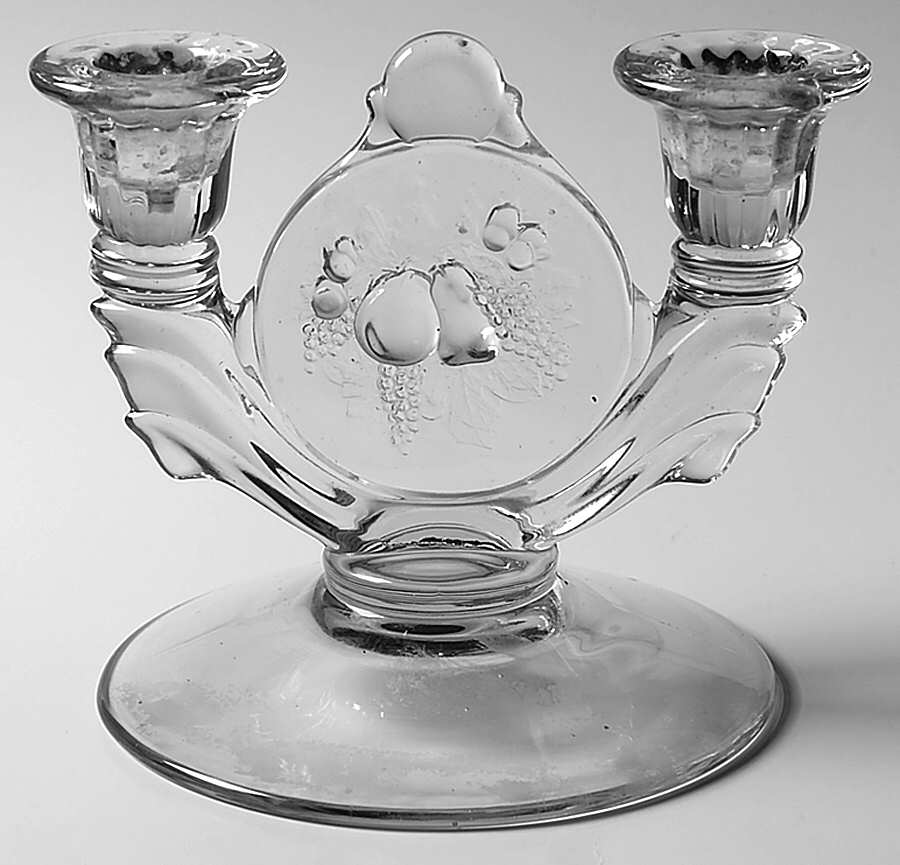 Della Robbia Clear Double Light Candlestick by Westmoreland-1