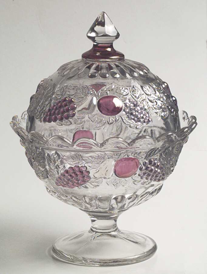 Della Robbia Flashed Footed Candy Dish & Lid by Westmoreland-1