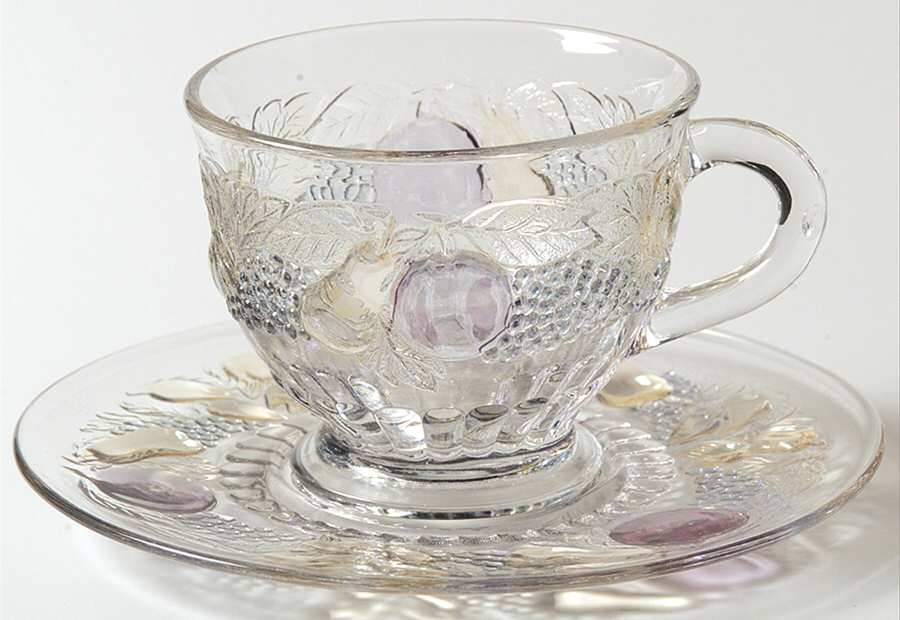 Della Robbia Flashed Cup and Saucer Set (Punch Cup) by Westmoreland-1
