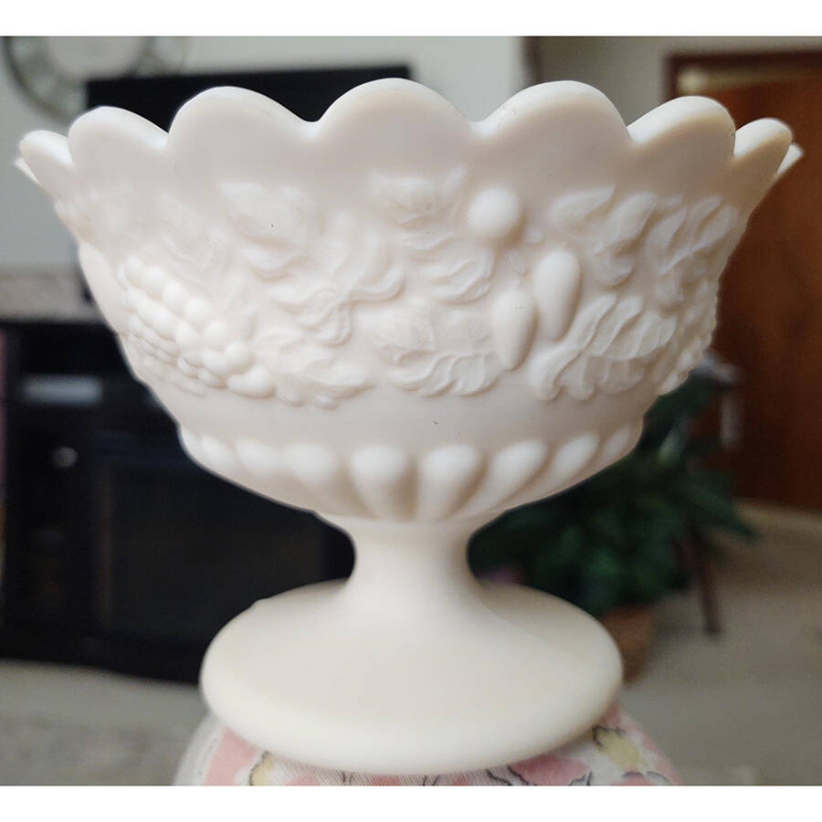 Della Robbia Milk Glass Candy Dish No Lid by Westmoreland-1