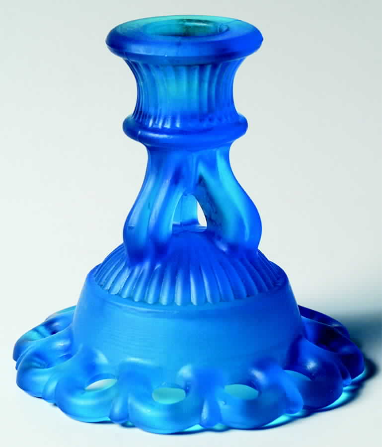 Doric Dark Blue Mist (Satin) Single Light Candlestick by Westmoreland-1