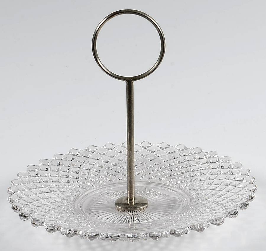 English Hobnail Clear (Round Base) Center Handle Tray by Westmoreland-1