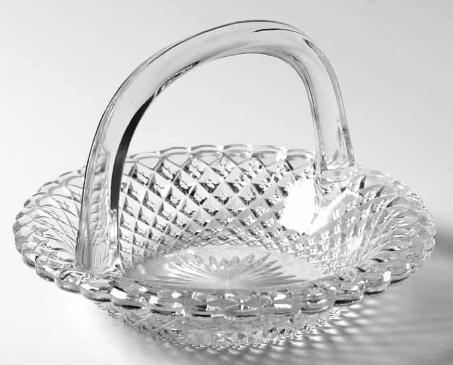 English Hobnail Clear (Round Base) 5" Handled Basket by Westmoreland-1