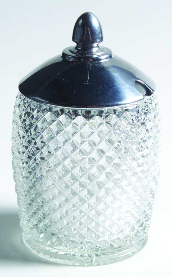 English Hobnail Clear (Round Base) Marmalade with Metal Lid by Westmoreland-1