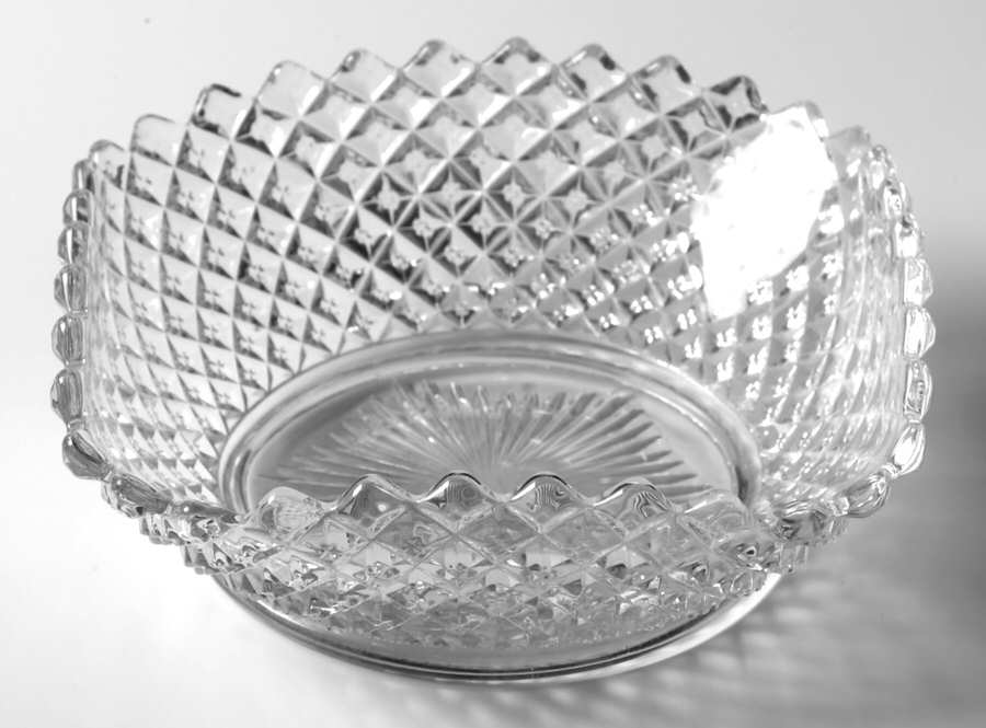 English Hobnail Clear (Round Base) 6" Square Bowl by Westmoreland-1