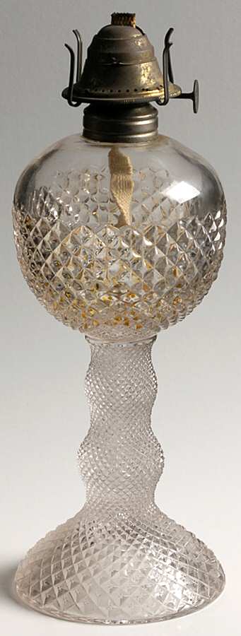 English Hobnail Clear (Round Base) 9" Ball Style Oil Lamp by Westmoreland-1