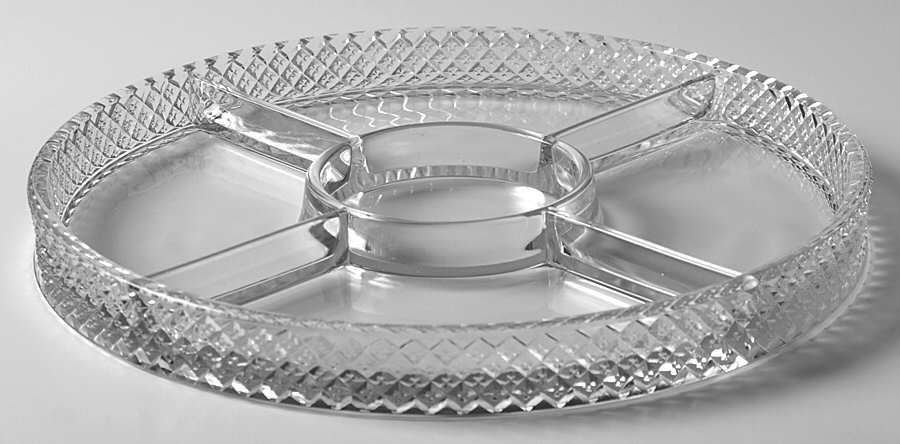 English Hobnail Clear (Round Base) 10" Round 5 Part Relish by Westmoreland-1