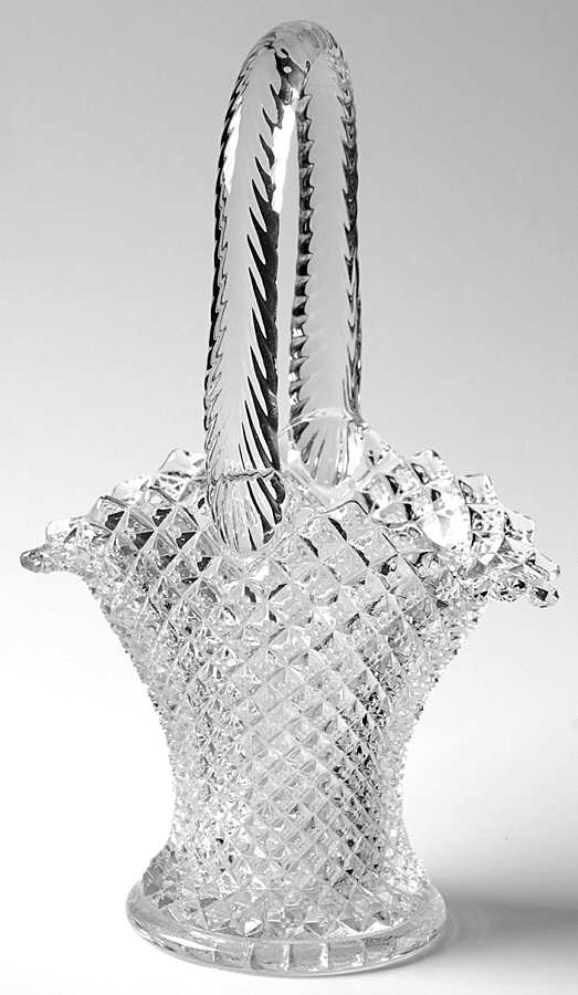 English Hobnail Clear (Round Base) 9" Handled Basket by Westmoreland-1