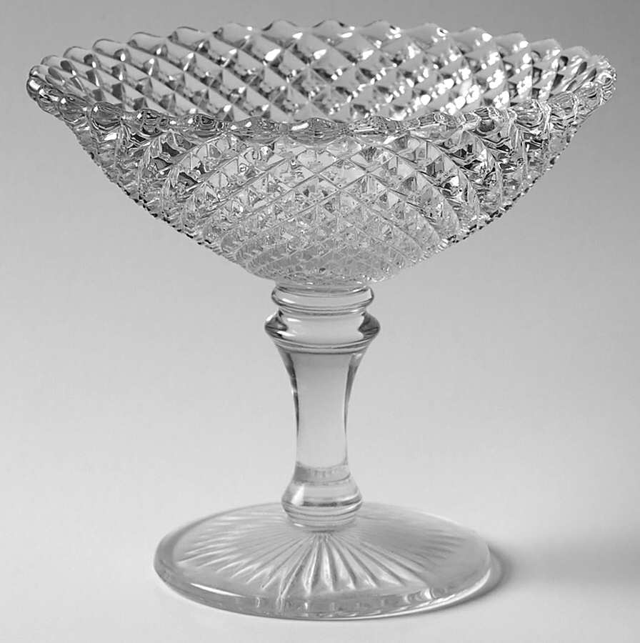 English Hobnail Clear (Round Base) Round Compote (Height X Width) by Westmoreland-1
