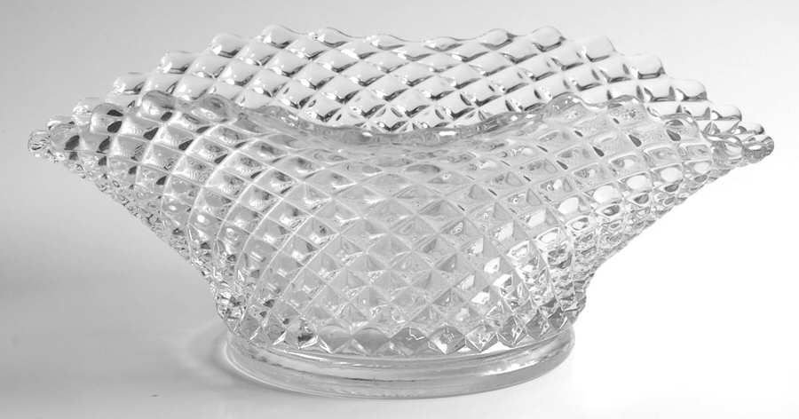English Hobnail Clear (Round Base) 10" Oval Crimped Bowl by Westmoreland-1