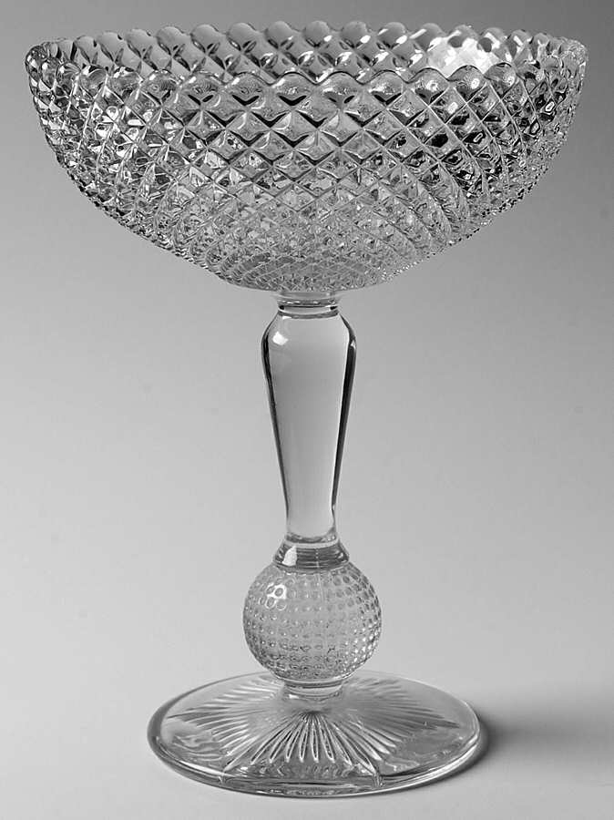 English Hobnail Clear (Round Base) Round Compote (Height X Width) by Westmoreland-1