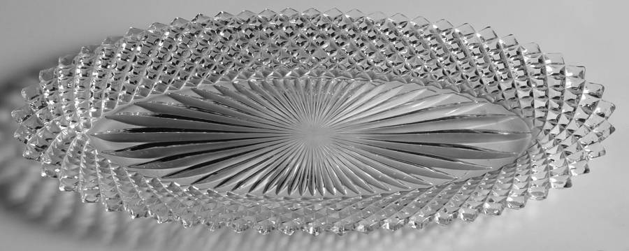 English Hobnail Clear (Round Base) 12" Oval Platter by Westmoreland-1