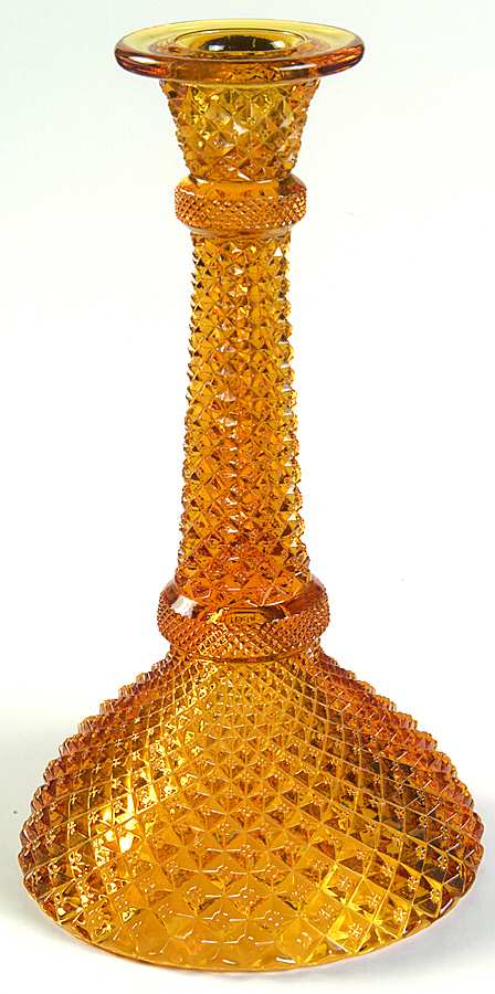 English Hobnail Amber 8" Single Light Candlestick by Westmoreland-1