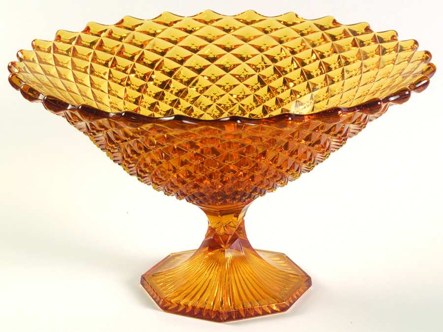 English Hobnail Amber Round Compote (Height X Width) by Westmoreland-1