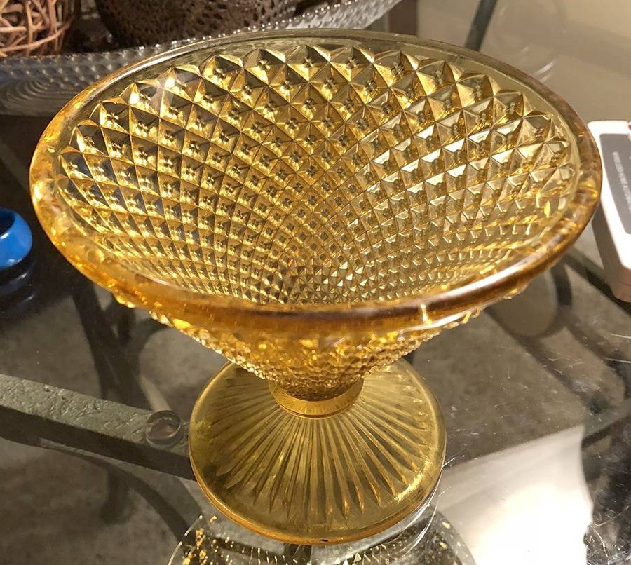 English Hobnail Amber Candy Dish & Lid by Westmoreland-1