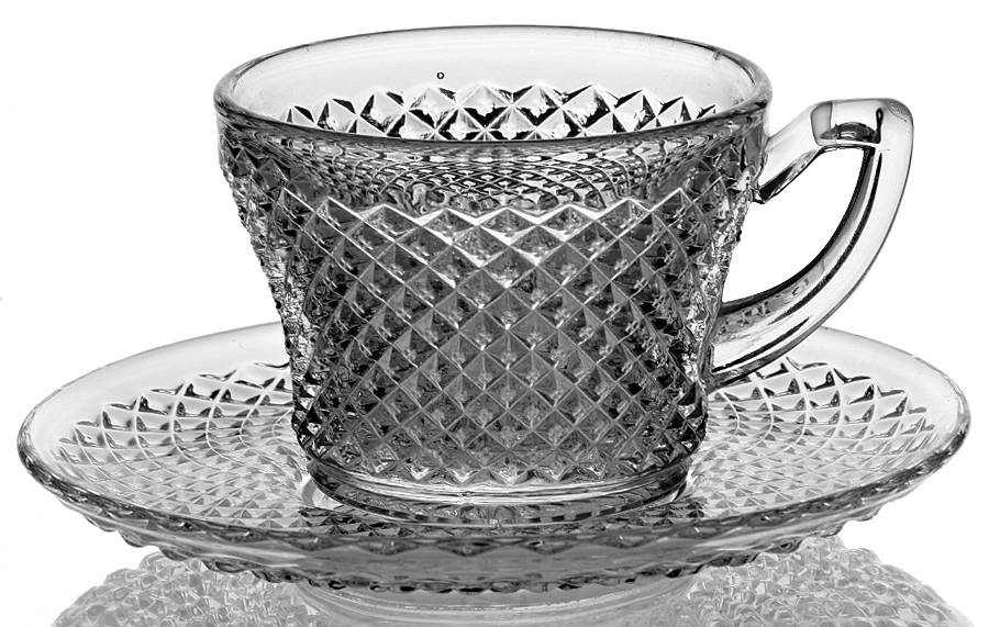 English Hobnail Black (Round Base) Punch Cup & Round Cupped Saucer by Westmoreland-1