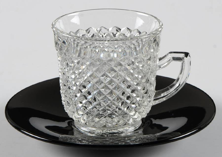 English Hobnail Black (Round Base) Demitasse Cup & Saucer Set by Westmoreland-1