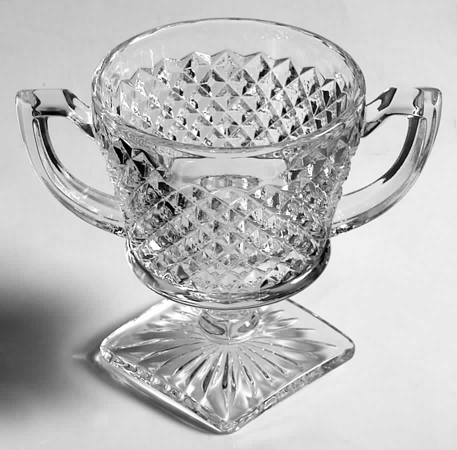 English Hobnail Clear (Square Base) Footed Open Sugar by Westmoreland-1